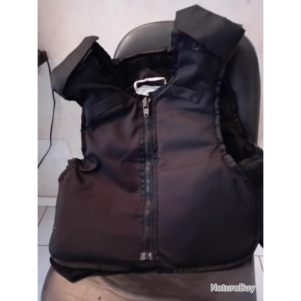 ENCHERE GILET PARE BALLES ET LAMES CROISE NOIR AVEC KEVLAR DUPONT DE NEMOURS TAILLE L