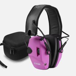 Casque Anti-Bruit &Eacute;lectronique Zohan Protection Auditive Chasse & Tir NRR 22dB Rose