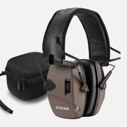 Casque Anti-Bruit &Eacute;lectronique Zohan Protection Auditive Chasse & Tir NRR 22dB Marron