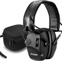Casque Anti-Bruit &Eacute;lectronique Zohan Protection Auditive Chasse & Tir NRR 22dB Noir