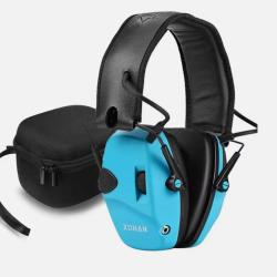Casque Anti-Bruit &Eacute;lectronique Zohan Protection Auditive Chasse & Tir NRR 22dB Bleu