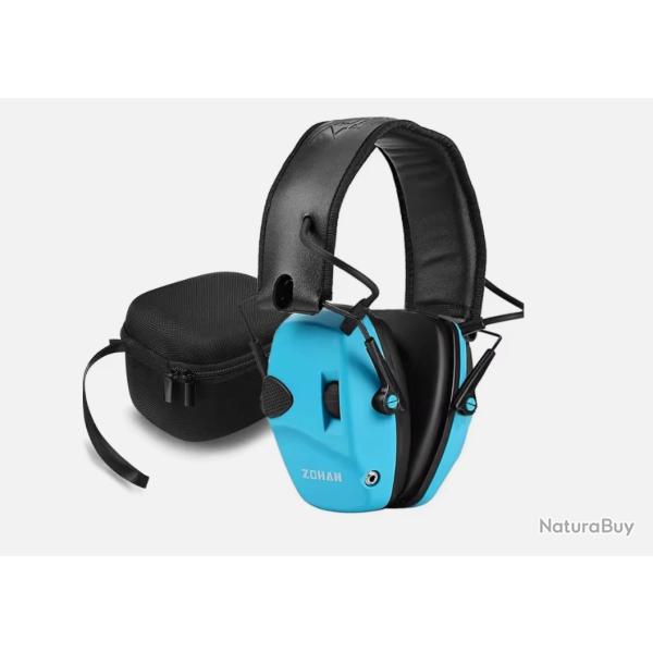 Casque Anti-Bruit �lectronique Zohan Protection Auditive Chasse & Tir NRR 22dB Bleu