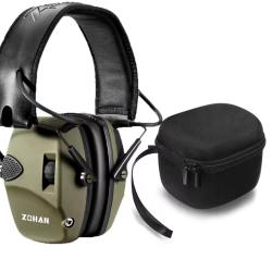 Casque Anti-Bruit &Eacute;lectronique Zohan Protection Auditive Chasse & Tir NRR 22dB Vert