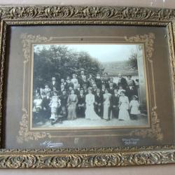 Ancien cadre photo en bois vintage avec photo d'&eacute;poque d&eacute;but 20&egrave;me