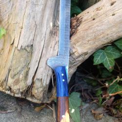 Couteau De Cuisine D'Office Lame Acier Damas 256 Couches Manche Bois & R&eacute;sine Fabrication Artisanale