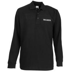 Polo coton S&eacute;curit&eacute; manches longues 3XL NOIR