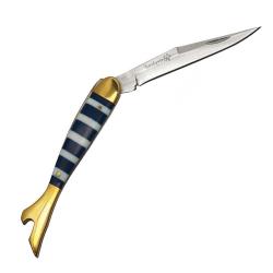 COUTEAU FEMININ LAME 8 CM. MANCHE NACRE BLEU TU SANS