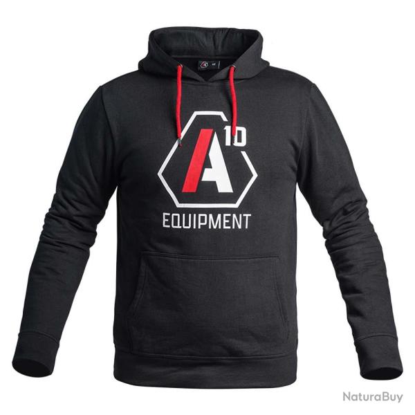 Hoodie A10 noir logos blanc rouge NOIR