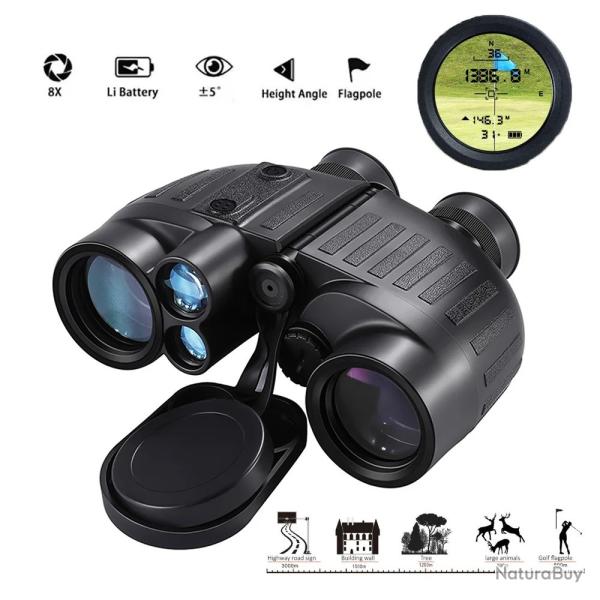 Jumelles T�l�m�tre Laser 8x40 FMC IP65 Boussole Mesure Distance Chasse Observation HD Pro 1-1000 M