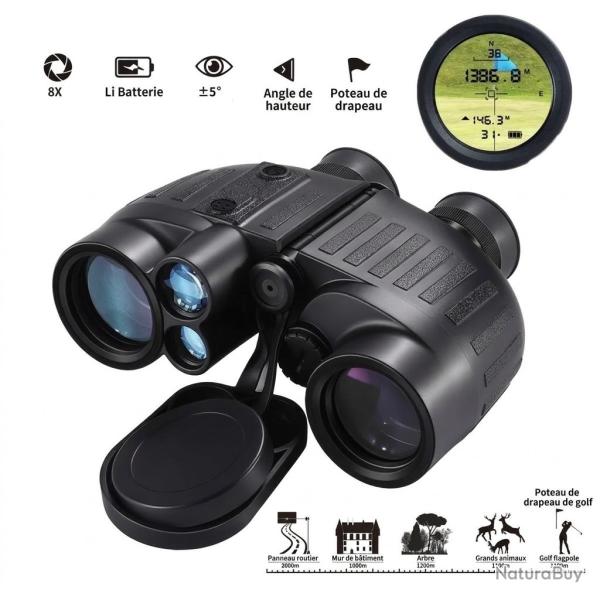 Jumelles T�l�m�tre Laser 8x40 FMC IP65 Boussole Mesure Distance Chasse Observation HD Pro 1-1000 M
