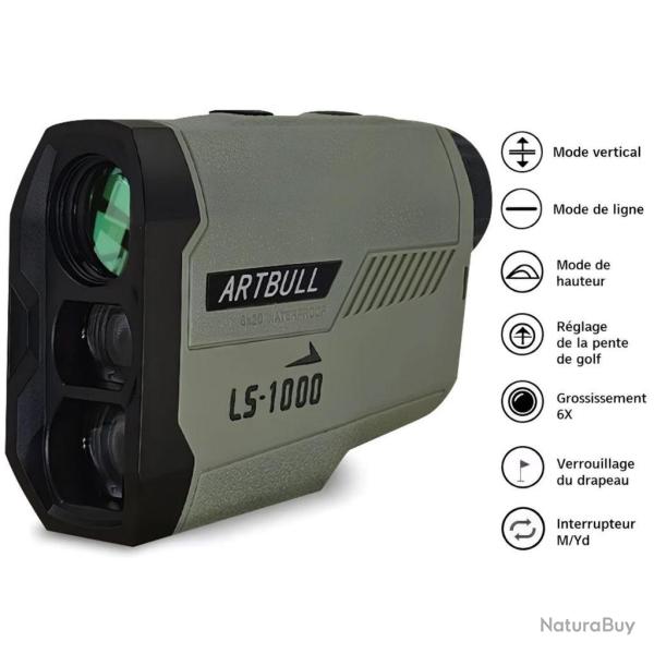 T�l�m�tre Laser 1000m ARTBULL Vert Chasse & Golf Pr�cision
