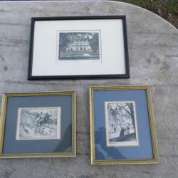TRIO de gravures anglaise ancienne finement encadr&eacute; - Angleterre (D&eacute;but XX&eacute;)