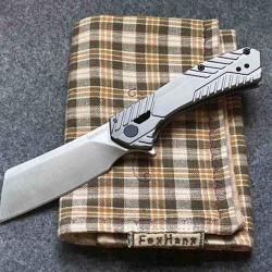 Couteau Kershaw Static Cleaver Lame Acier 8Cr13MoV Manche Acier KVT Frame Lock KS3445X