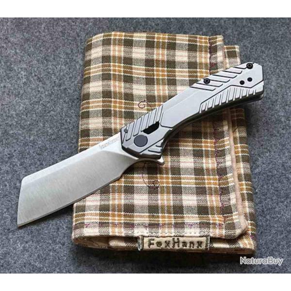Couteau Kershaw Static Cleaver Lame Acier 8Cr13MoV Manche Acier KVT Frame Lock KS3445X