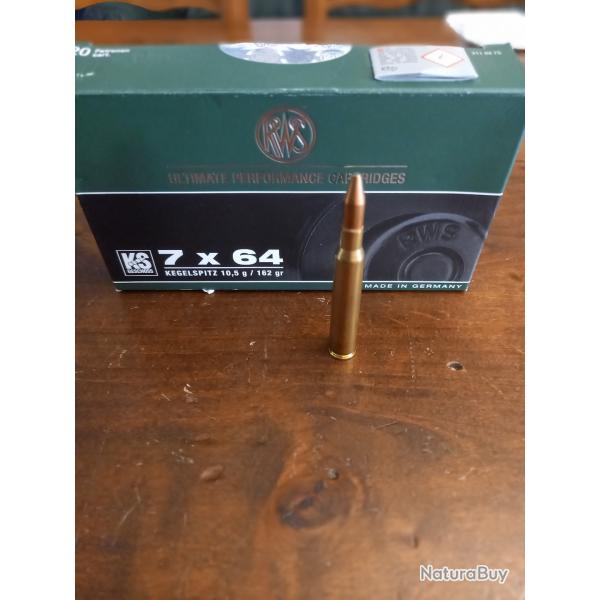 Munitions RWS KS CAL 7 X 64 un lot de 8 cartouches