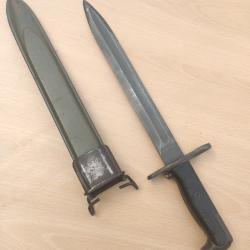 Ba&iuml;onnette US pour fusil M1 Garand pal 1943 version recoup&eacute;e WW2 usa seconde guerre