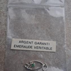 PENDENTIF EN ARGENT &Eacute;MERAUDE ARTISANAT FRANCAIS ALSACE NEUF