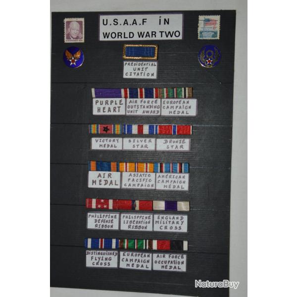 MEDAILLES AMERICAINES USAAF (AVIATION-US AIR FORCE) 2�WW-RAPPELS + 2 INSIGNES CREST