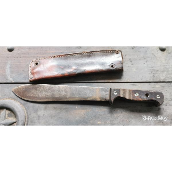 Machette tirailleur S�n�galais Ancienne avec fourreau en cuir 34cm coupe coupe
