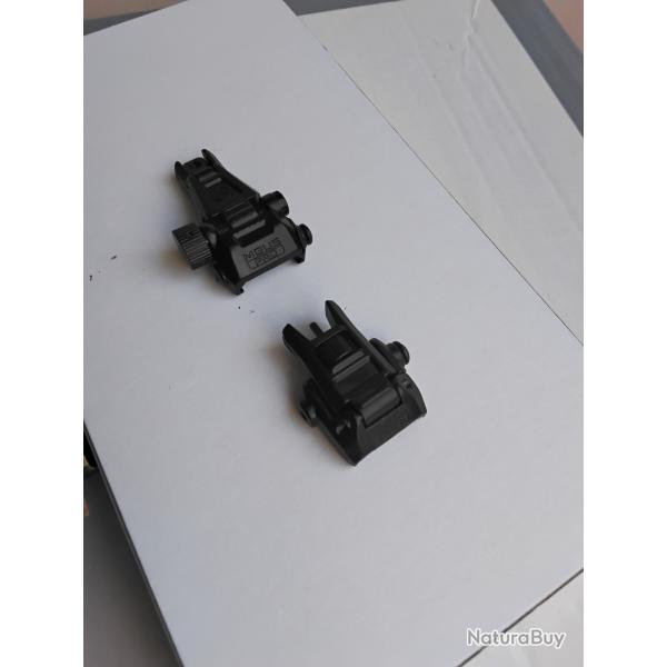 MBUS - Hausse et Guidon - oragnes de vis�e "flip-up" rabatable MBUS PRO MAGPUL Mbuis matech ar rail