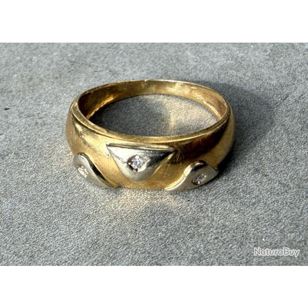 Bague 2 ors 18 carats avec diamants - taille 53