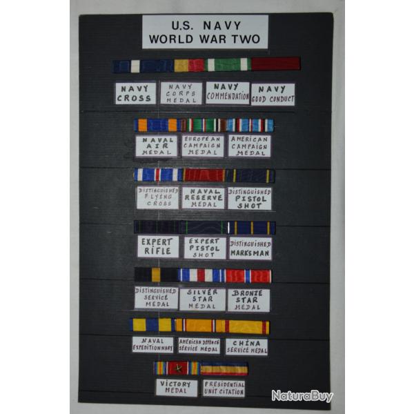 MEDAILLES AMERICAINES US NAVY- 2�WW-14 RAPPELS DECORATIONS MARINE DE GUERRE US 1939/1945