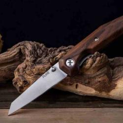 Couteau WOOX Pure Lame Tanto Reverse Acier D2 Manche Noyer/Alu Liner Lock Made in Italy WXK03101 -