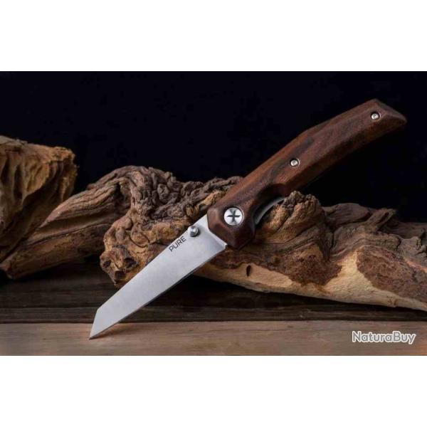 Couteau WOOX Pure Lame Tanto Reverse Acier D2 Manche Noyer/Alu Liner Lock Made in Italy WXK03101 -