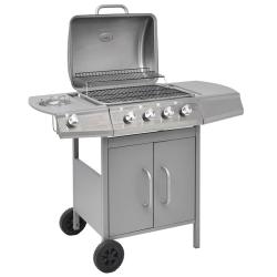 Barbecue &agrave; gaz 4 + 1 zone de cuisson Argent&eacute;
