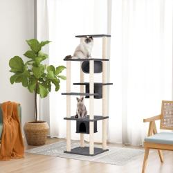 Arbre &agrave; chat avec griffoirs en sisal Gris fonc&eacute; 169 cm