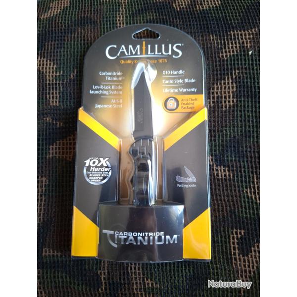 Couteau pliant Camillus Mle 19064 Titanium Tanto - Lev-R-lok blade.