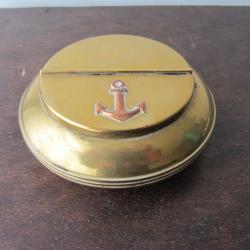 Cendrier de marine en laiton et cuivre 1970