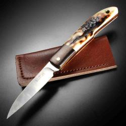 Couteau Kotoh Knives Lame Acier D2 Manche Bois de Cerf Slipjoint Made Japan Etui KOT422521