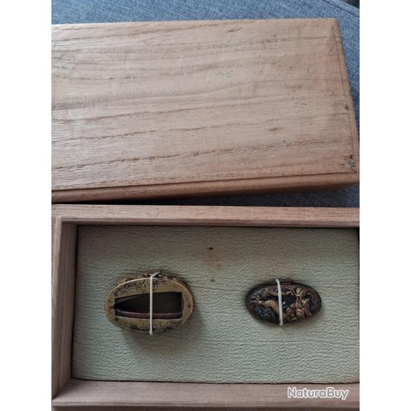 Ensemble Fuchi et Kashira , Theme du Dragon, signes, Authentiques.