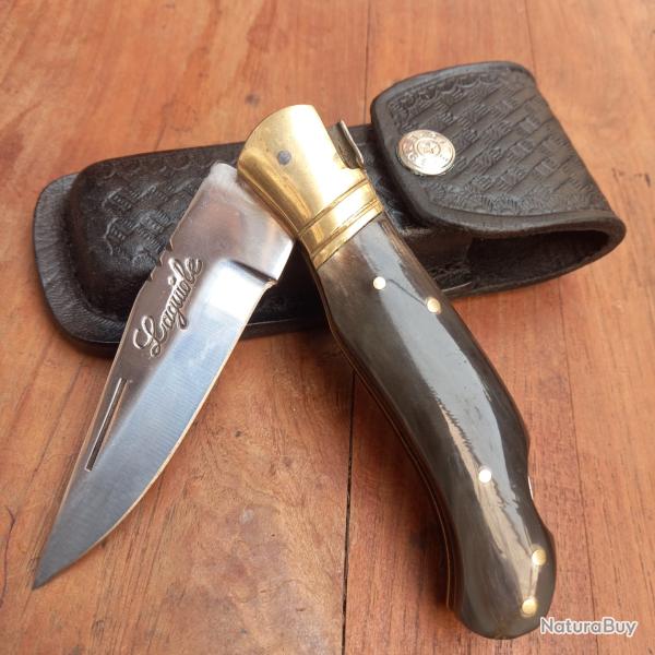 Gros Couteau de Chasse LAGUIOLE Manche en Corne avec �tui en cuir