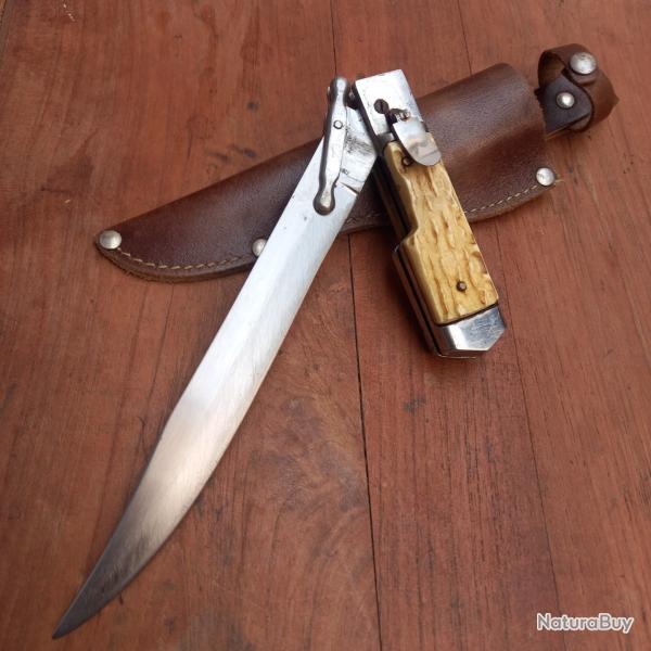 Joli Couteau Dague de Chasse � la d estaing Inox Manche en R�sine avec �tui en cuir