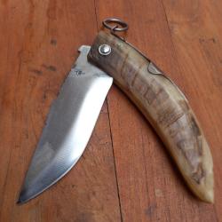 Gros Couteau Artisanal CORSE BARILLET ? &agrave; Palme Manche en Corne de B&eacute;lier