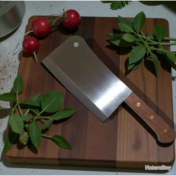 PRADEL EXCELLENCE THIERS COUPERET  FEUILLE LAME DROITE 22 CM MANCHE BOIS POID 800G 8455