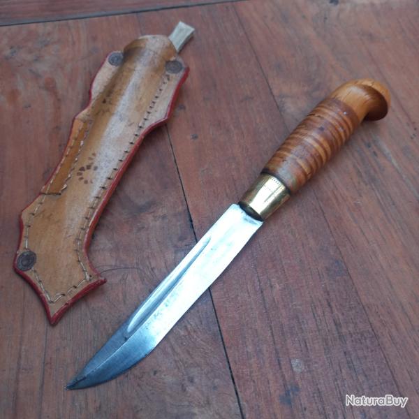 Joli Couteau PUUKKO FINLANDAIS Manche en Bois avec Fourreau d Origine