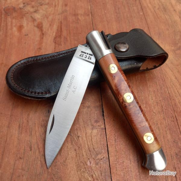 Joli Couteau R�gional SAINT MARTIN A.C Manche en Bois avec �tui en Cuir