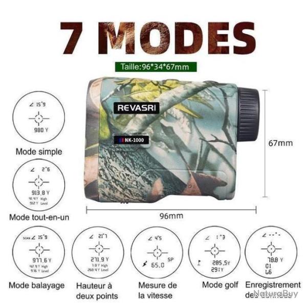 T�l�m�tre Laser Camouflage 1000 M 6.5x �tanche Mode Scan Slope Notice Fran�ais Chasse