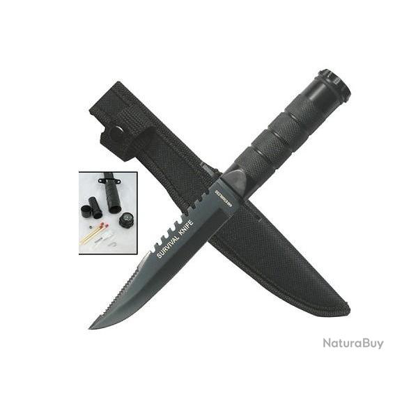 Couteau de survie d'urgence noir de 8,5 pouces avec kit et �tui G87