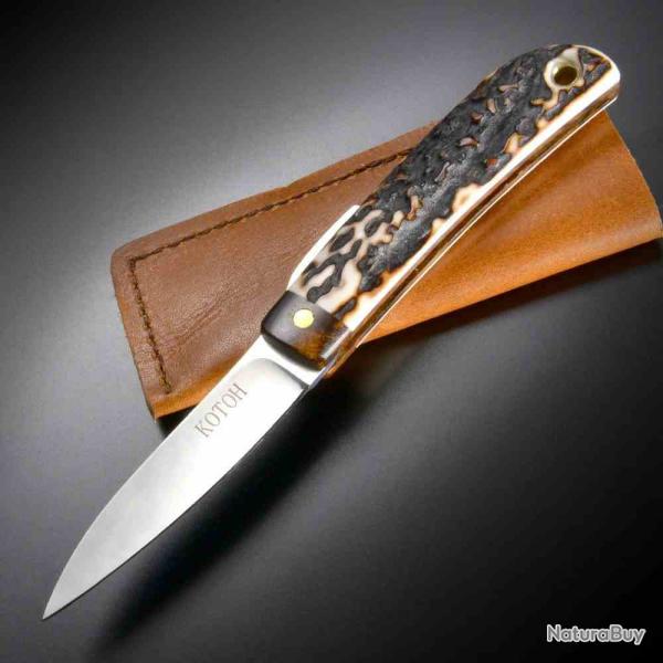Couteau Kotoh Knives Lame Acier D2 Manche Bois de Cerf Slipjoint Made Japan KOT422514