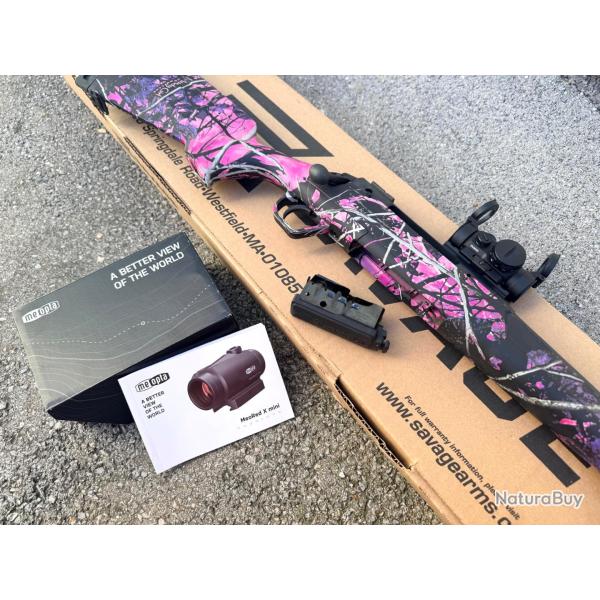 � SAISIR - Carabine Savage Axis Camo Rose - Calibre 7mm-08 + Point rouge MeoRed X mini