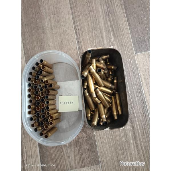 100 x �tuis 7.08 Remington amorc�s, percut�s, neufs