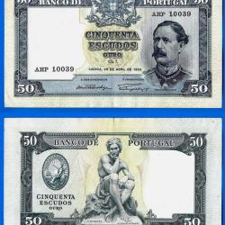 Portugal 50 Escudos 1953 Serie 7 Prefix AHP Pereira De Mello Billet