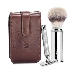 Muhle trousse de rasage de voyage s&eacute;curit&eacute; brun