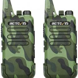 Talkie Walkie Professionnel Longue Port&eacute;e VOX 6 Canaux Squelch Scan Camouflage X2 Rechargeable USB