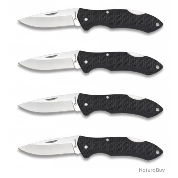 Lot de 4 Couteaux Albainox pliants noir Lame 6.10 cm 554124Ed