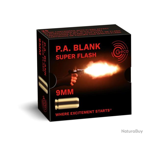 GECO 9 mm PISTOLET � BLANC SUPER FLASH PAR 25
